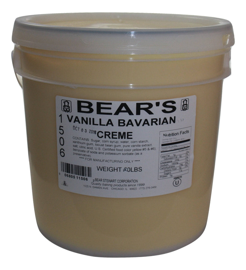 Bear Stewart Vanilla Bavarian Crème Pastry, Pie and Cake Filling- 20 Pound Pail - Donut-Equipment.com