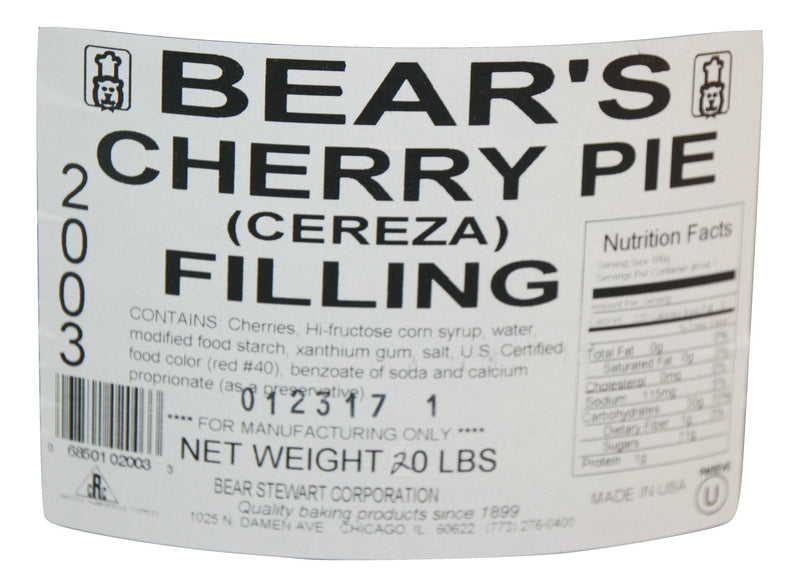 Whole Cherry Pie Filling- 40 Pound Pail - Donut-Equipment.com
