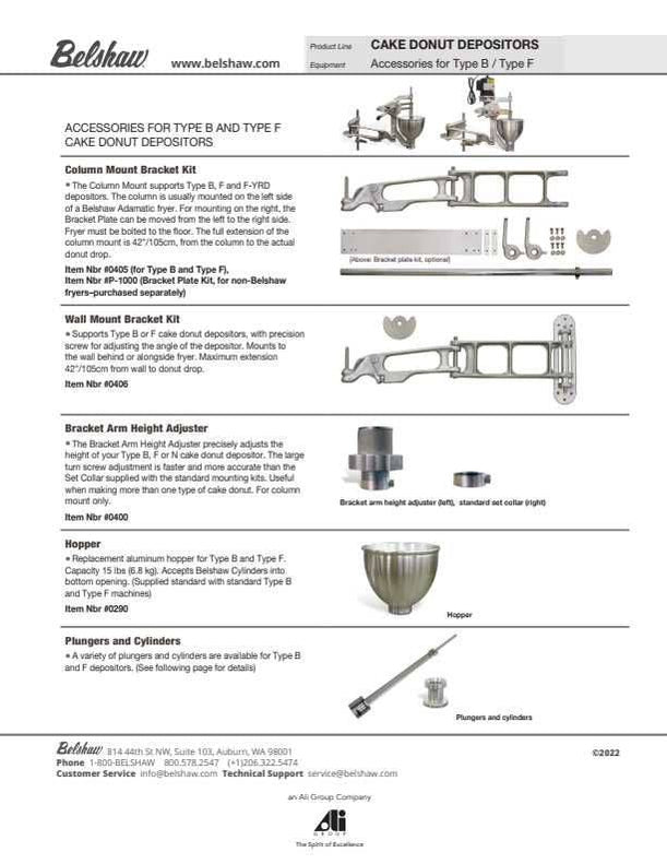 Belshaw Type F Cake Donut Depositor without Hopper