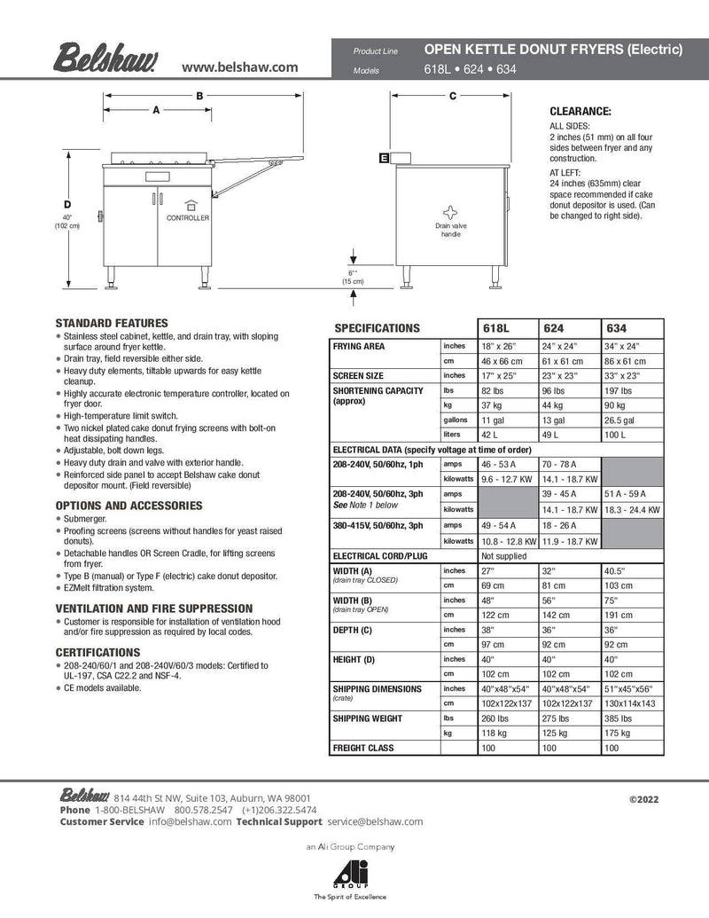 Belshaw 624 Donut Fryer 24" X 24" (Electric) - Donut-Equipment.com
