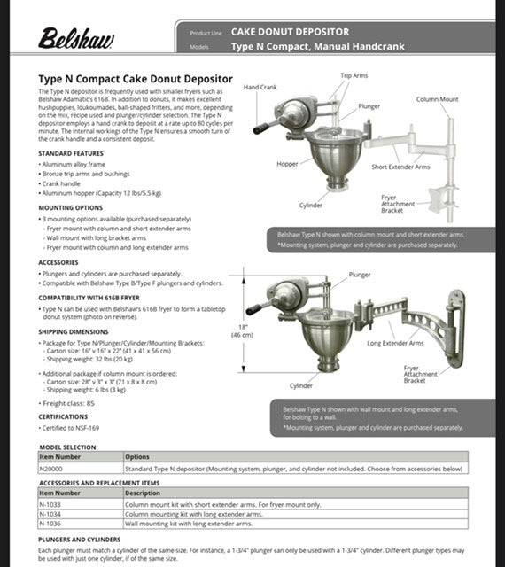 616B Cut-N-Fry for Donuts - Includes Depositor, Plunger, Cylinder, Mount, and Fryer - Donut-Equipment.com