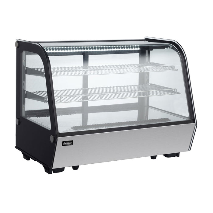 Omcan 34″ Countertop Refrigerated Display Case – 5.65 Cu. Ft. (160L), Two-Shelf Stainless Steel Bakery & Merchandising Display Cooler