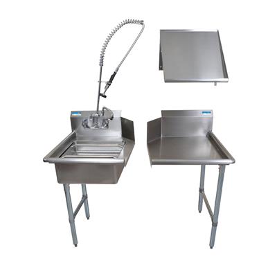 BK Resources 48" Left-Side Rinse Table Kit, 16-Gauge Stainless Steel - Donut-Equipment.com