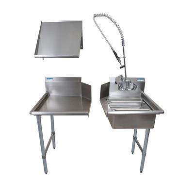 BK Resources 72" Right-Side Rinse Table Kit, 16-Gauge Stainless Steel - Donut-Equipment.com
