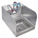 BK Resources Space Saver Stainless Steel Hand Sink with Side Splashes & Faucet – 9" x 9" Bowl • 2-Hole Design • Compact Commercial Use - Donut-Equipment.com