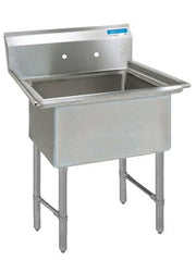 BK Resources Stainless Steel 1 Compartment Sink w/ 10" Riser – 18"L x 18"W x 14"D Bowl - Donut-Equipment.com