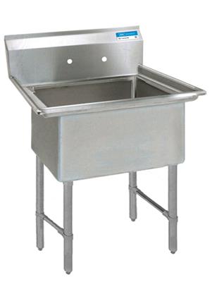 BK Resources Stainless Steel 1 Compartment Sink w/ 10" Riser – 18"L x 18"W x 14"D Bowl - Donut-Equipment.com