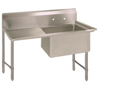 BK Resources Stainless Steel 1 Compartment Sink w/ 10" Riser & Left Drainboard – 24"L x 24"W x 14"D Bowl - Donut-Equipment.com