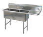 BK Resources Stainless Steel 2 Compartment Sink w/ 10" Riser & Right Drainboard – 24"L x 24"W x 14"D Bowls - Donut-Equipment.com