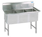BK Resources Stainless Steel 3 Compartment Sink w/ 10" Riser – 20"L x 16"W x 14"D Bowls - Donut-Equipment.com