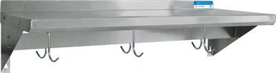 BK Resources 12" x 24" Stainless Steel T-430 18 Gauge Wall Shelf with Pot Rack - Donut-Equipment.com