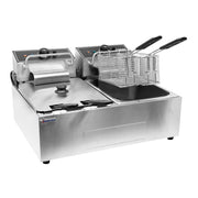 Omcan 12 lb x 2 Double Tank Countertop Electric Fryer – 2700W, 110V Commercial Dual Basket Deep Fryer for Restaurants, Concession Stands & Foodservice Kitchens - Donut-Equipment.com