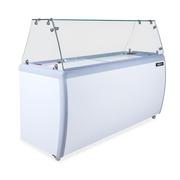 Omcan 60″ Ice Cream Dipping Freezer – 10+8 Tubs Capacity, Flat Sneeze Guard Ice Cream Merchandiser Freezer - Donut-Equipment.com