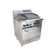 Comstock-Castle F326-1.5RB 30" Gas Restaurant Range, 2 Open Burners, 18" Radiant Broiler, Single Standard Oven, Stainless Steel Front, 118,000 BTU - Donut-Equipment.com
