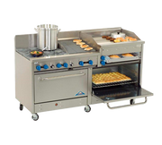 Comstock-Castle 2F330-36B 72" Gas Restaurant Range, 6 Open Burners, 36" Charbroiler, 2 Standard Ovens, Stainless Steel Front, 264,000 BTU - Donut-Equipment.com