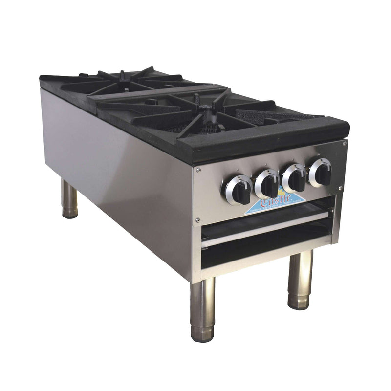 Comstock-Castle CCSP2-160K 18" Gas Stock Pot Range, 2 Double Burners, Cabinet Base, 160,000 BTU, Stainless Steel Front - Donut-Equipment.com