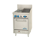 Comstock-Castle F318-1RB 24" Gas Restaurant Range, 2 Open Burners, 12" Radiant Broiler, Single Standard Oven, Stainless Steel Front, 98,000 BTU - Donut-Equipment.com