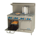 Comstock-Castle F3218 48" Gas Restaurant Range, 8 Open Burners, 2 Standard Ovens, Stainless Steel Front, 264,000 BTU - Donut-Equipment.com