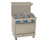 Comstock-Castle F330-12 36" Gas Restaurant Range, 4 Open Burners, 12" Griddle, Single Standard Oven, Stainless Steel Front, 162,000 BTU - Donut-Equipment.com