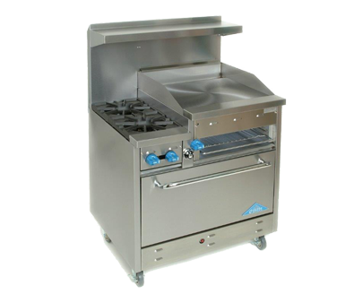 Comstock-Castle F330-36B 36" Gas Restaurant Range, 36" Charbroiler, Single Standard Oven, Stainless Steel Front, 90,000 BTU - Donut-Equipment.com