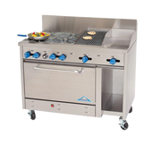 Comstock-Castle F3430-12-1RB 48" Gas Restaurant Range, 4 Open Burners, 12" Griddle, 12" Charbroiler, Single Standard Oven, Stainless Steel Front, 192,000 BTU - Donut-Equipment.com
