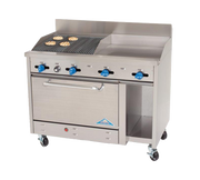 Comstock-Castle F3430-24-2RB 48" Gas Restaurant Range, 24" Griddle, 24" Charbroiler, Single Standard Oven, Stainless Steel Front, 120,000 BTU - Donut-Equipment.com