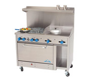 Comstock-Castle F3430-24 48" Gas Restaurant Range, 4 Open Burners, 24" Griddle, Single Standard Oven, Stainless Steel Front, 186,000 BTU - Donut-Equipment.com
