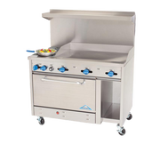 Comstock-Castle F3430-48 48" Gas Restaurant Range, 48" Manual Griddle, Single Standard Oven, Stainless Steel Front, 126,000 BTU - Donut-Equipment.com