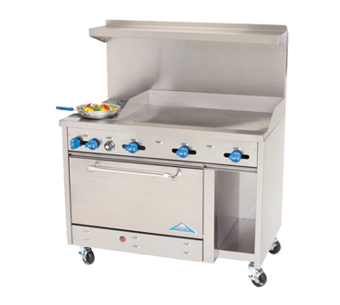 Comstock-Castle F3430-48 48" Gas Restaurant Range, 48" Manual Griddle, Single Standard Oven, Stainless Steel Front, 126,000 BTU - Donut-Equipment.com