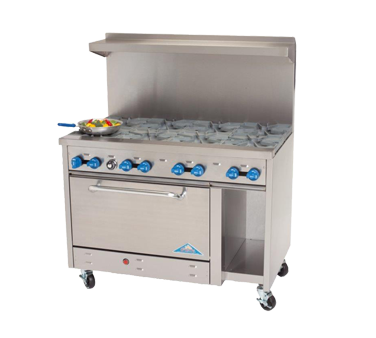 Comstock-Castle F3430 48" Gas Restaurant Range, 8 Open Burners, Single Standard Oven, Stainless Steel Front, 246,000 BTU - Donut-Equipment.com