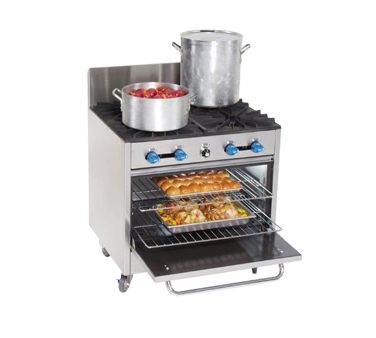 Comstock-Castle FK430-18 36" Gas Restaurant Range, 2 Open Burners, 18" Griddle, Single Standard Oven, Stainless Steel Front, 80,000 BTU - Donut-Equipment.com