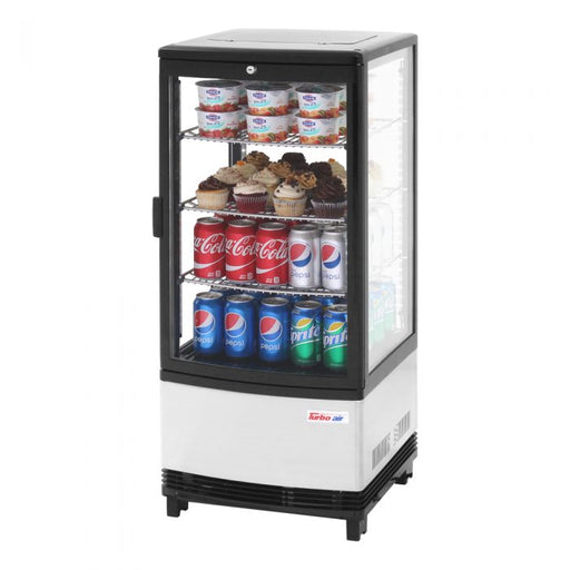 Turbo Air CRT-77-1R-N 17" Diamond Series Glass Sided Countertop Display Refrigerator – One Section, Rear Access, LED Lighting, 115v - Donut-Equipment.com
