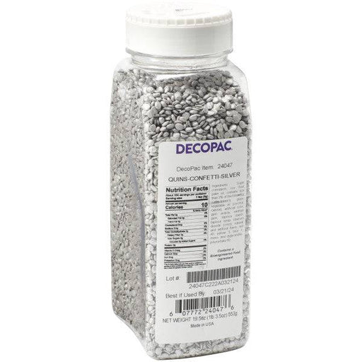 Silver Confetti Quins Sprinkles 19.5 oz - Donut-Equipment.com