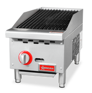 Omcan 12" Radiant Gas Charbroiler – 35,000 BTU Commercial Countertop Charbroiler with 1 Burner and Heavy-Duty Cast Iron Grates - Donut-Equipment.com