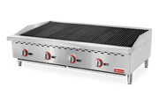 Omcan 48" Countertop Radiant Gas Charbroiler – 140,000 BTU Commercial Charbroiler with 4 Burners and Heavy-Duty Cast Iron Grates - Donut-Equipment.com