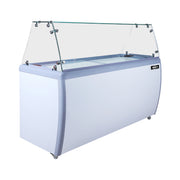 Omcan 39″ Ice Cream Dipping Freezer – 6+4 Tubs Capacity, Flat Sneeze Guard Ice Cream Merchandiser Freezer, 110V/60Hz/1Ph - Donut-Equipment.com