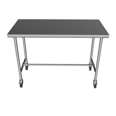 BK Resources 84" x 30" 16 Gauge Stainless Steel Pub Table with H-Brace & Foot Rest – Heavy-Duty • Mobile on Casters - Donut-Equipment.com