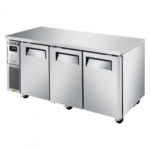 Turbo Air JURF-72-N J Series 70 7/8" Dual Temperature Undercounter Refrigerator/Freezer w/ 3 Sections & Solid Doors - Donut-Equipment.com
