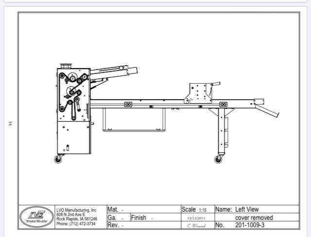 LVO SM224-9 Donut Production Table Sheeter Right to Left Production - Donut-Equipment.com