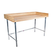 BK Resources Hard Maple Baker’s Top Work Table w/ Galvanized Open Base, Oil Finish – 60" W x 36" D - Donut-Equipment.com