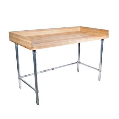BK Resources Hard Maple Baker’s Top Work Table w/ Galvanized Open Base, Oil Finish – 72" W x 36" D - Donut-Equipment.com