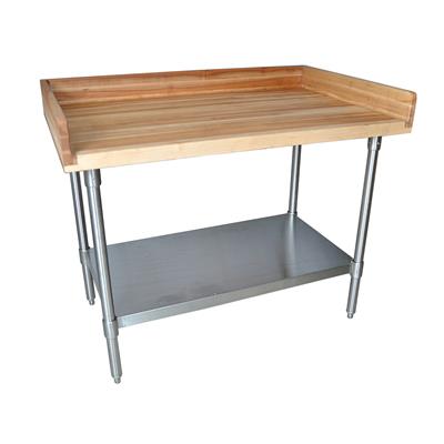 BK Resources Hard Maple Baker’s Top Work Table w/ Stainless Steel Undershelf, Oil Finish – 60" W x 30" D - Donut-Equipment.com