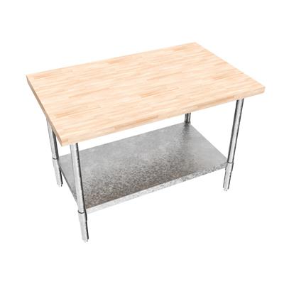 BK Resources Hard Maple Flat Top Work Table w/ Galvanized Undershelf,