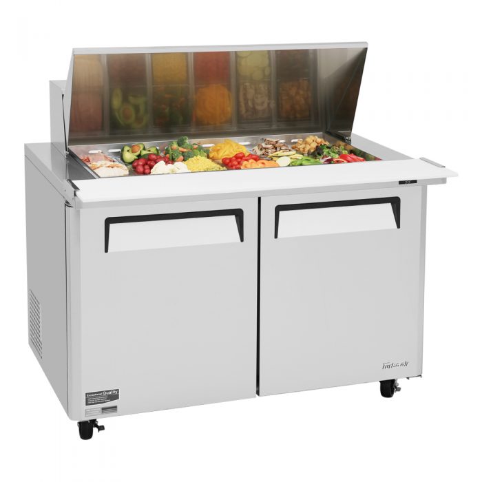 Turbo Air MST-48-18-N M3 Series 48" 2 Door Mega Top Stainless Steel Refrigerated Sandwich Prep Table - Donut-Equipment.com