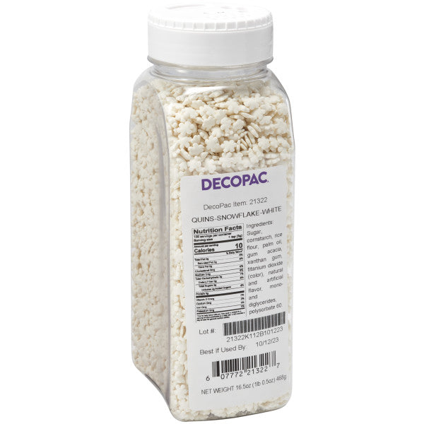 Snowflake Quins Sprinkles 16.5 oz - Donut-Equipment.com
