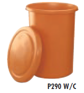 Faribo P290 W/C Tapered Drum with Cover, 25" Top Diameter x 20" Bottom Diameter x 33"H, 46 Gallon - Donut-Equipment.com
