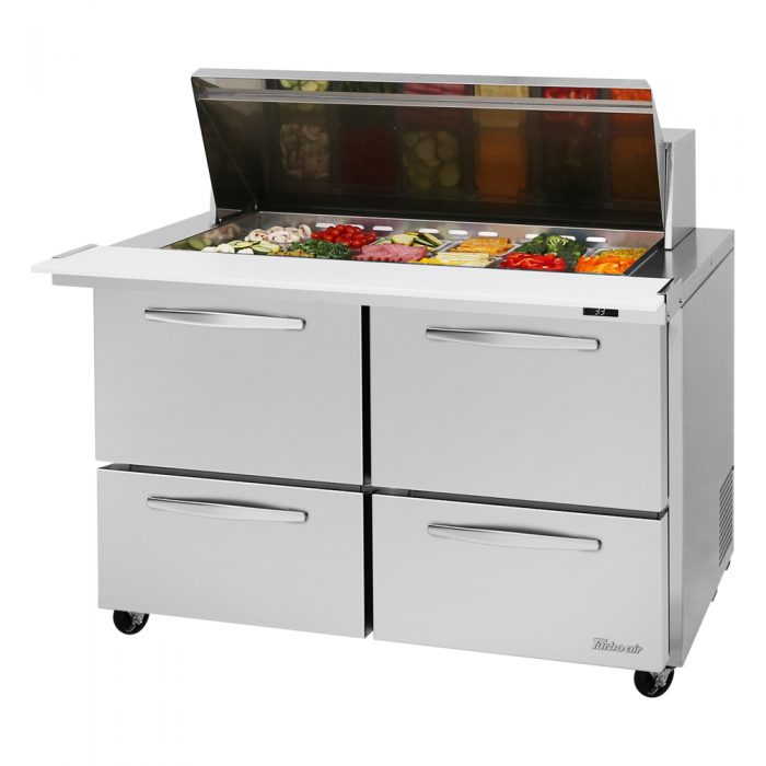 Turbo Air PST-48-18-D4-N 48" PRO Series Mega Top Sandwich/Salad Prep Table w/ Refrigerated Base - Donut-Equipment.com