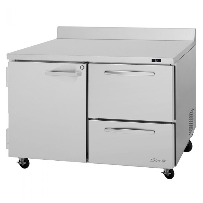 Turbo Air PWR-48-D2R-N 48 1/4" Worktop Refrigerator w/ (2) Sections, 2 Drawers & 1 Solid Door - Donut-Equipment.com