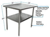 BK Resources 24" x 24" 18 Gauge Stainless Steel Work Table with Undershelf – Prep Table - Donut-Equipment.com