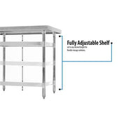BK Resources 60" x 24" 18 Gauge Stainless Steel Work Table with Undershelf – Prep Table - Donut-Equipment.com